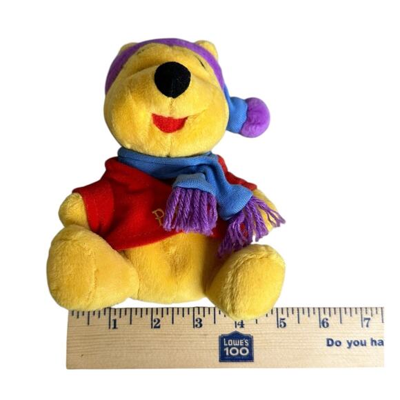 Vintage Mattel Arcotoys Star Bean Plush Winter Winnie The Pooh Bear - Picture 8 of 9